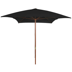 Umbrelă de soare cu stâlp din lemn, negru, 200x300 cm