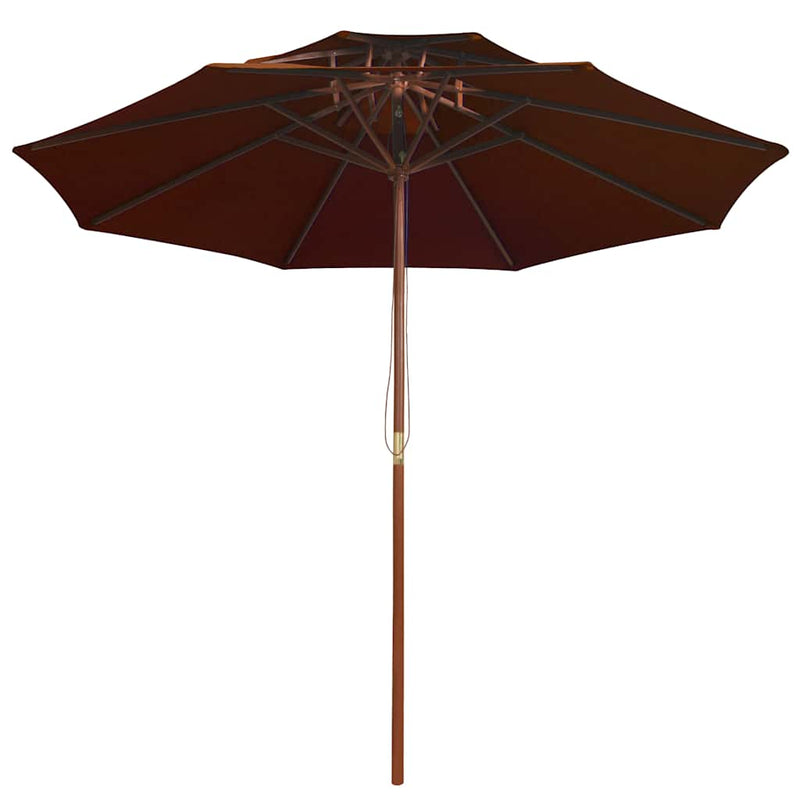 Umbrelă de soare dublă, stâlp din lemn, cărămiziu, 270 cm
