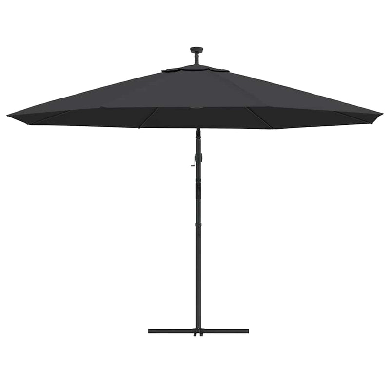 Umbrelă în consolă de grădină cu LED-uri, negru, 350 cm