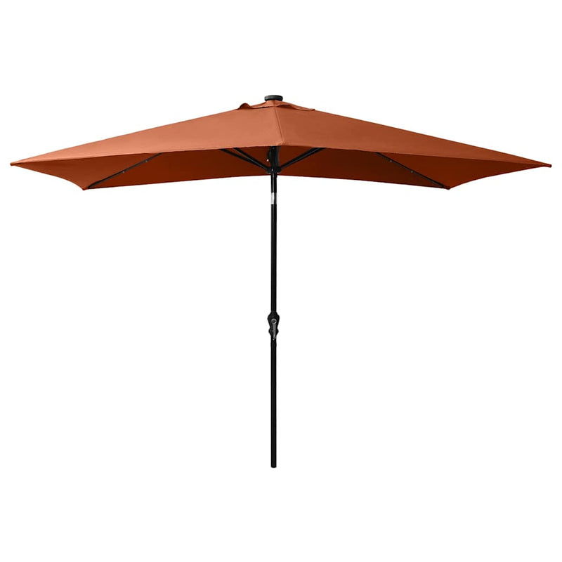 Umbrelă de soare cu LED-uri & stâlp din oțel, cărămiziu, 2x3 m