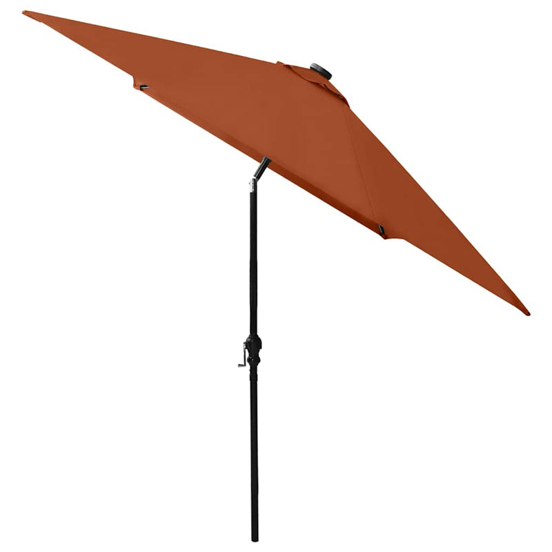 Umbrelă de soare cu LED-uri & stâlp din oțel, cărămiziu, 2x3 m