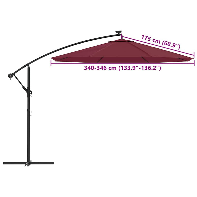 Husă de schimb pentru umbrelă de grădină, roșu bordo, 350 cm