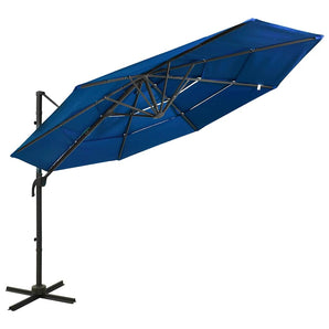 Umbrelă de soare 4 niveluri, stâlp din aluminiu, azuriu, 3x3 m
