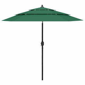 Umbrelă de grădină cu 3 niveluri, stâlp aluminiu, verde, 2,5 m