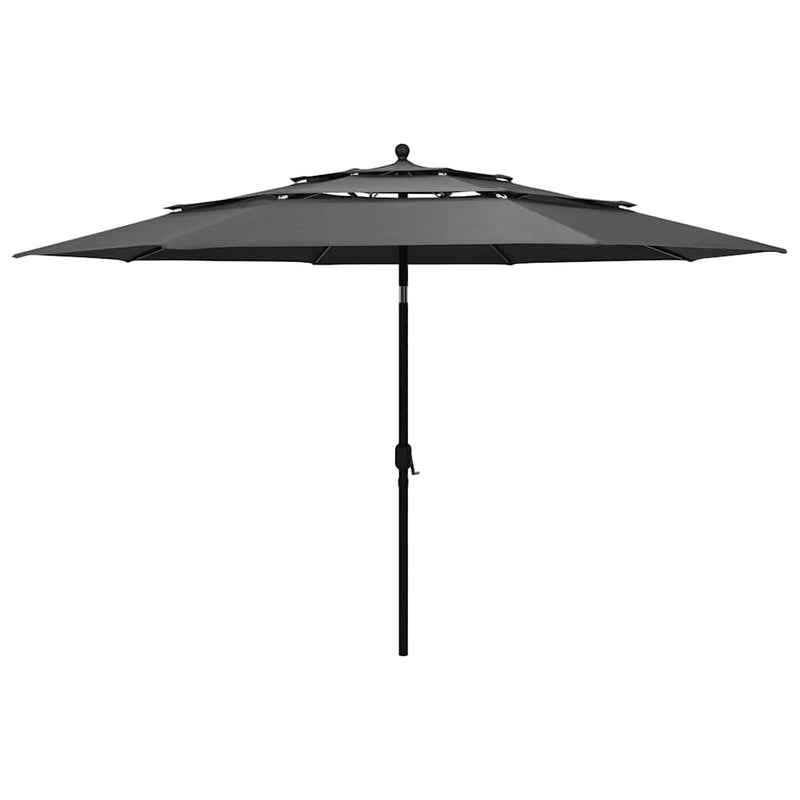 Umbrelă de grădină 3 niveluri, stâlp aluminiu, antracit, 3,5 m