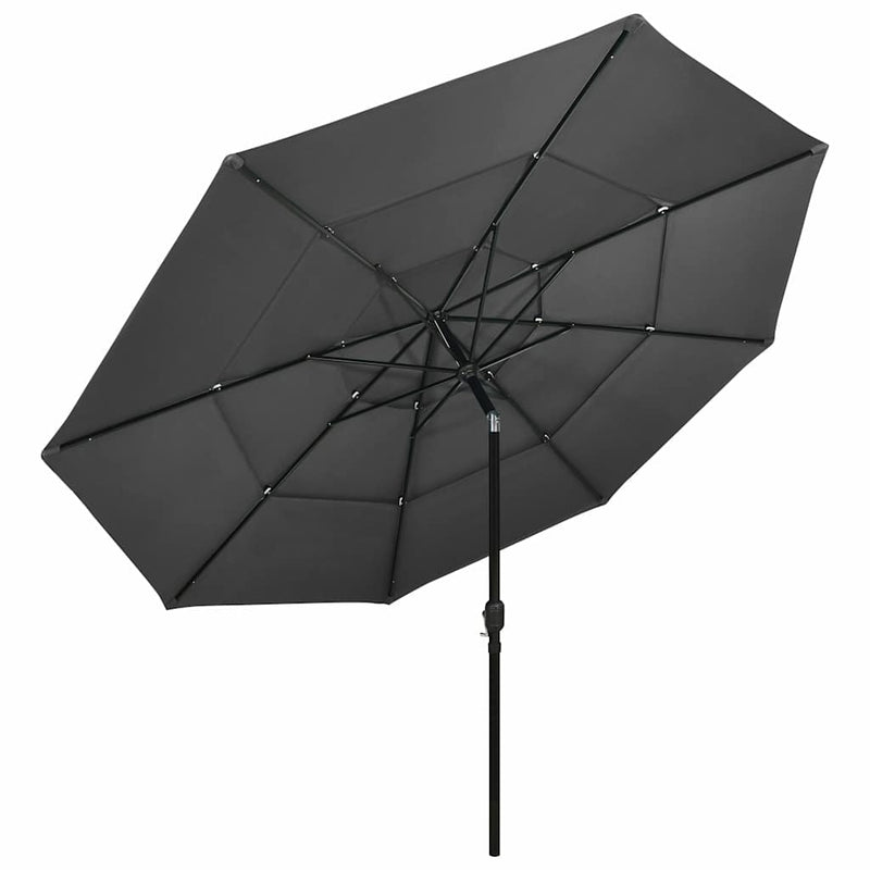 Umbrelă de grădină 3 niveluri, stâlp aluminiu, antracit, 3,5 m