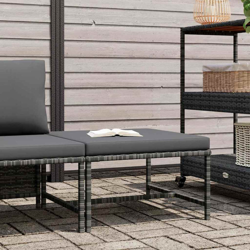 Taburet modular cu pernă, gri, poliratan