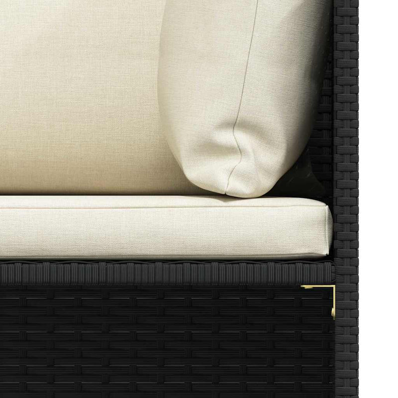 Set mobilier de grădină cu perne, 4 piese, negru, poliratan