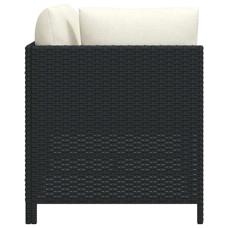 Set mobilier de grădină cu perne, 3 piese, negru, poliratan