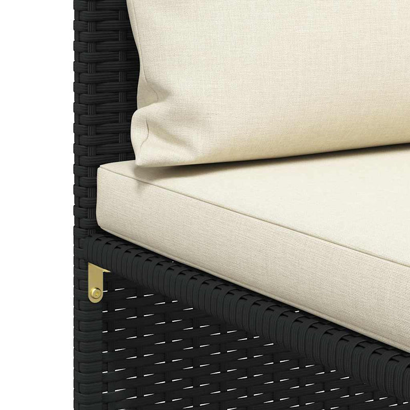 Set mobilier de grădină cu perne, 3 piese, negru, poliratan