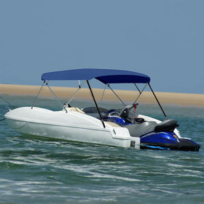Parasolar barcă Bimini 4 arcuri bleumarin, 243x(230-244)x137 cm