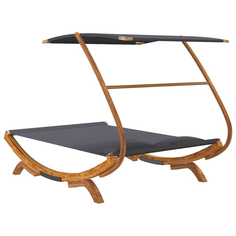 Pat de exterior cu baldachin antracit 165x203x138 cm lemn masiv