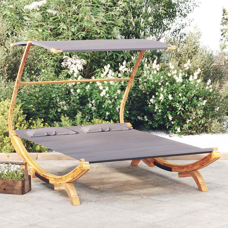 Pat de exterior cu baldachin antracit 165x203x138 cm lemn masiv