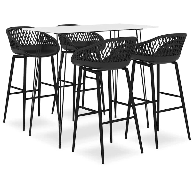 Set mobilier de bar, 5 piese, alb și negru
