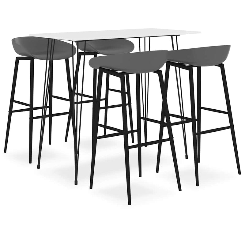 Set mobilier de bar, 5 piese, alb și gri