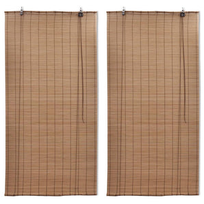 Jaluzele din bambus tip rulou, 2 buc., maro, 120 x 220 cm