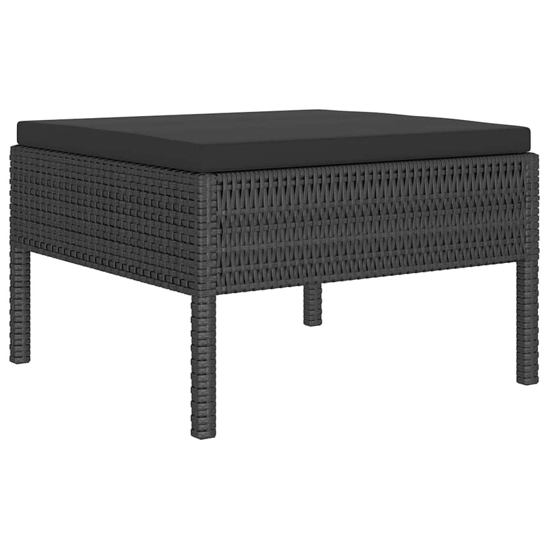 Set mobilier de grădină cu perne, 6 piese, negru, poliratan