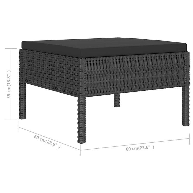 Set mobilier de grădină cu perne, 6 piese, negru, poliratan