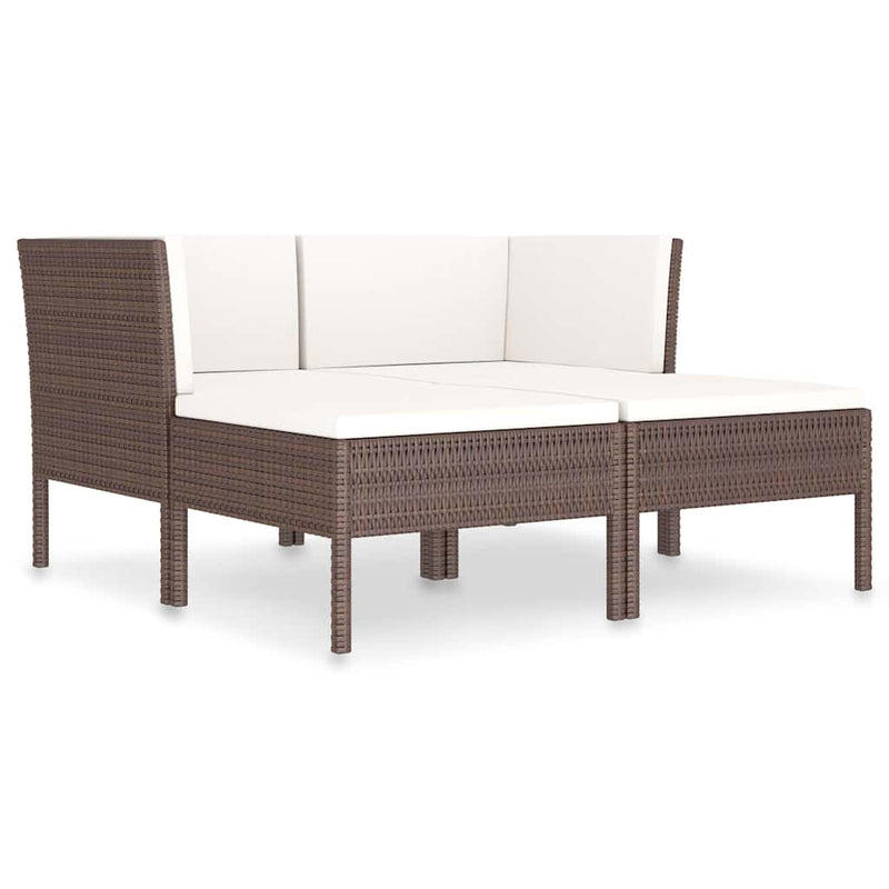 Set mobilier de grădină cu perne, 4 piese, maro, poliratan
