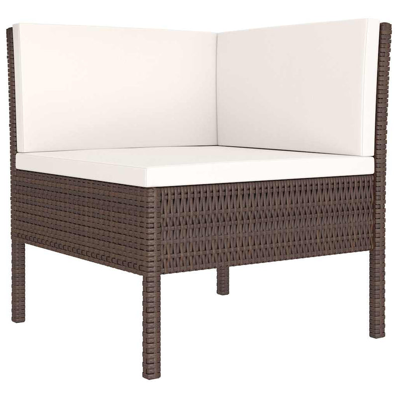 Set mobilier de grădină cu perne, 4 piese, maro, poliratan