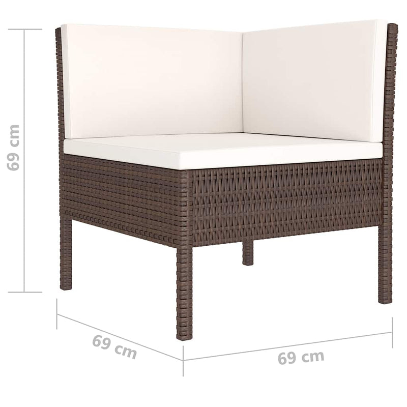 Set mobilier de grădină cu perne, 4 piese, maro, poliratan
