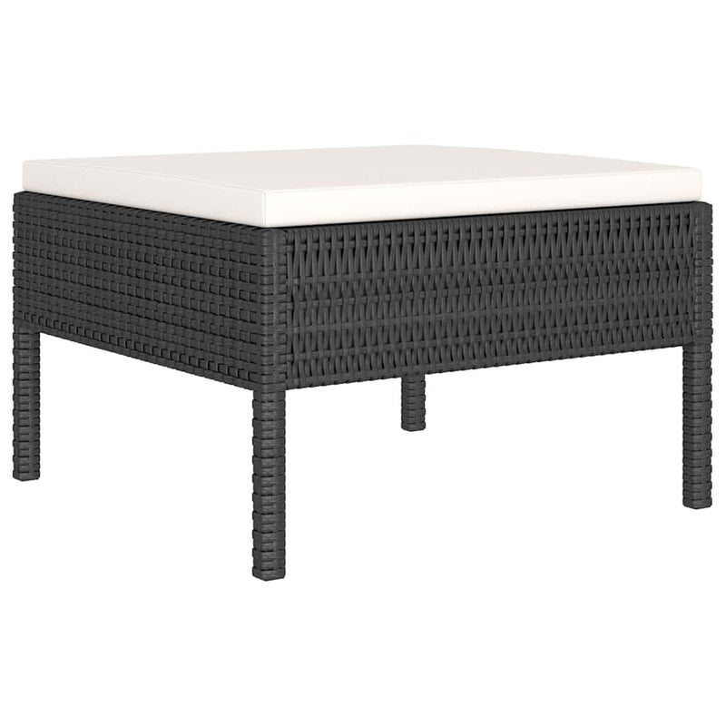 Set mobilier de grădină cu perne, 10 piese, negru, poliratan