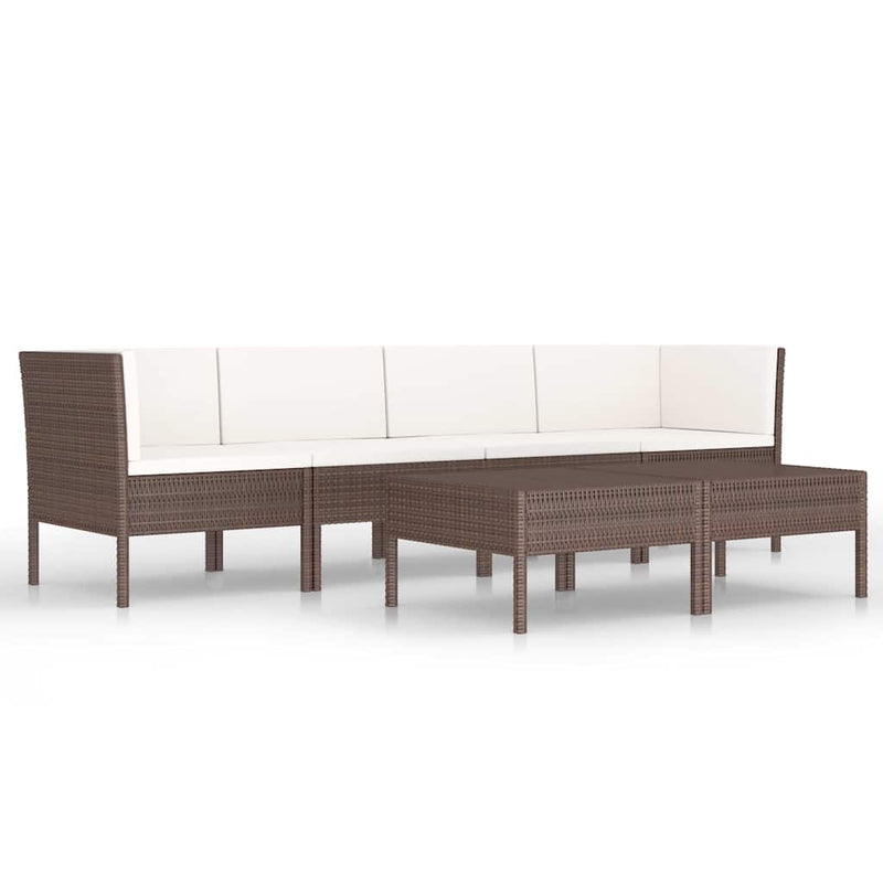Set mobilier de grădină cu perne, 6 piese, maro, poliratan