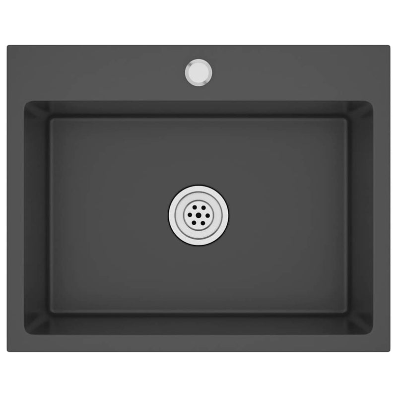 Chiuvetă de bucătărie, negru, oțel inoxidabil