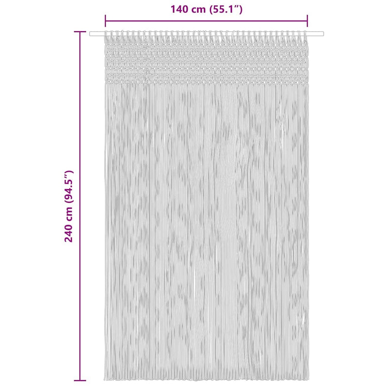 Perdea macrame, albastru, 140 x 240 cm, bumbac