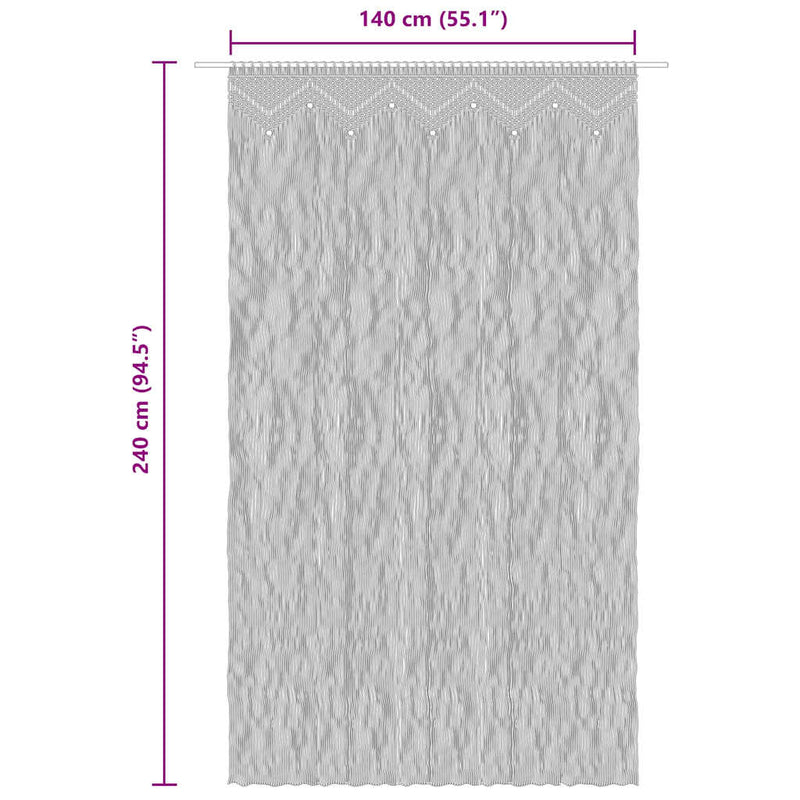 Perdea macrame, albastru, 140 x 240 cm, bumbac