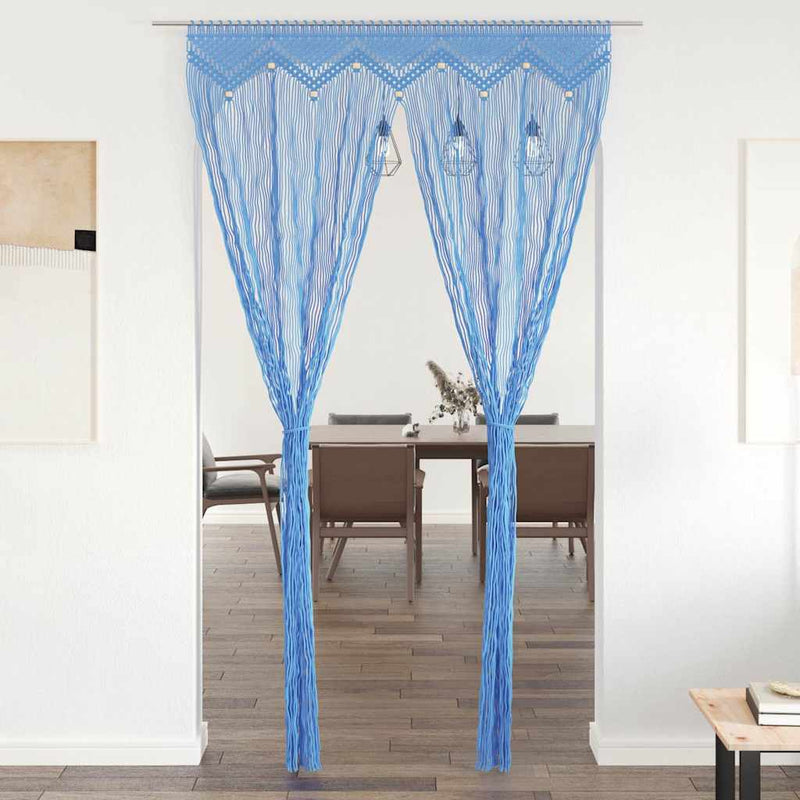 Perdea macrame, albastru, 140 x 240 cm, bumbac