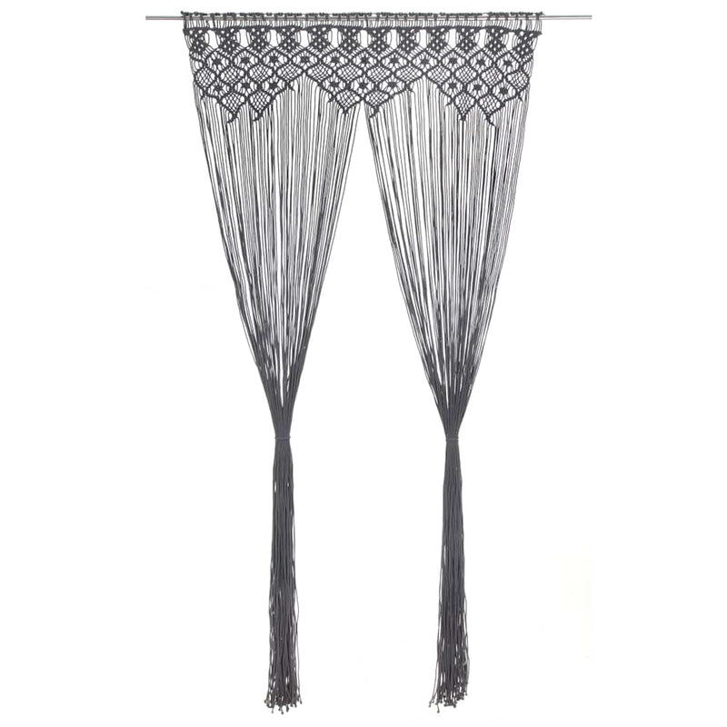 Perdea macrame, antracit, 140 x 240 cm, bumbac