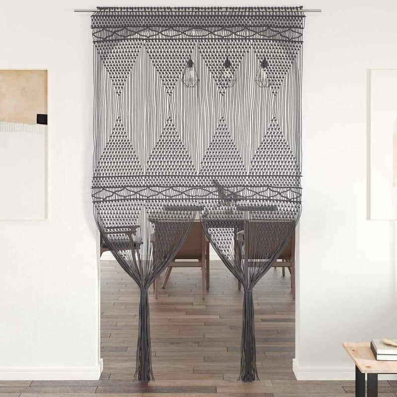 Perdea macrame, antracit, 140 x 240 cm, bumbac
