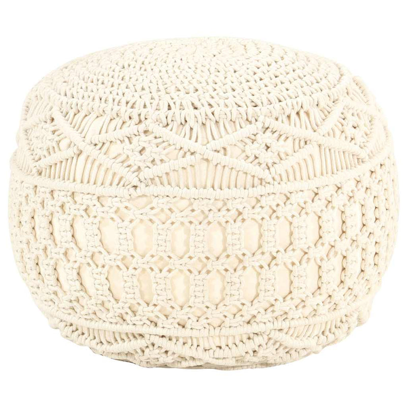 Taburet puf macrame lucrat manual, 45 x 30 cm, bumbac