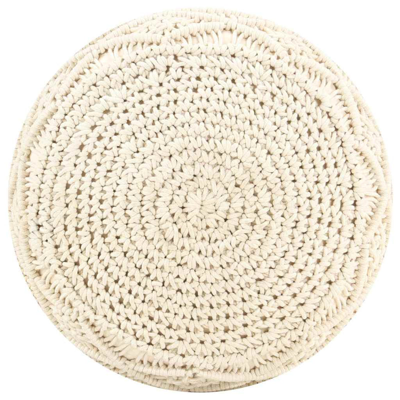 Taburet puf macrame lucrat manual, 45 x 30 cm, bumbac