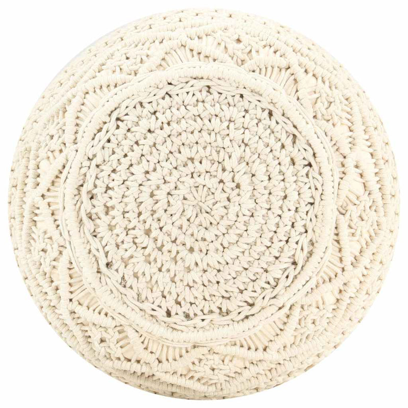 Taburet puf macrame lucrat manual, 45 x 30 cm, bumbac