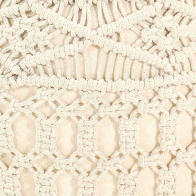 Taburet puf macrame lucrat manual, 45 x 30 cm, bumbac