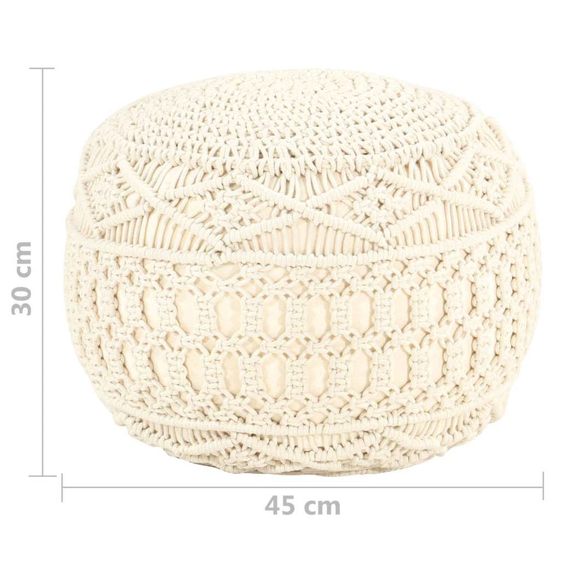 Taburet puf macrame lucrat manual, 45 x 30 cm, bumbac