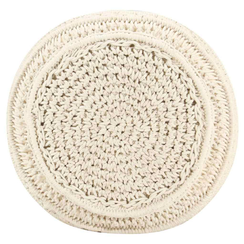 Taburet puf macrame lucrat manual, 45 x 30 cm, bumbac