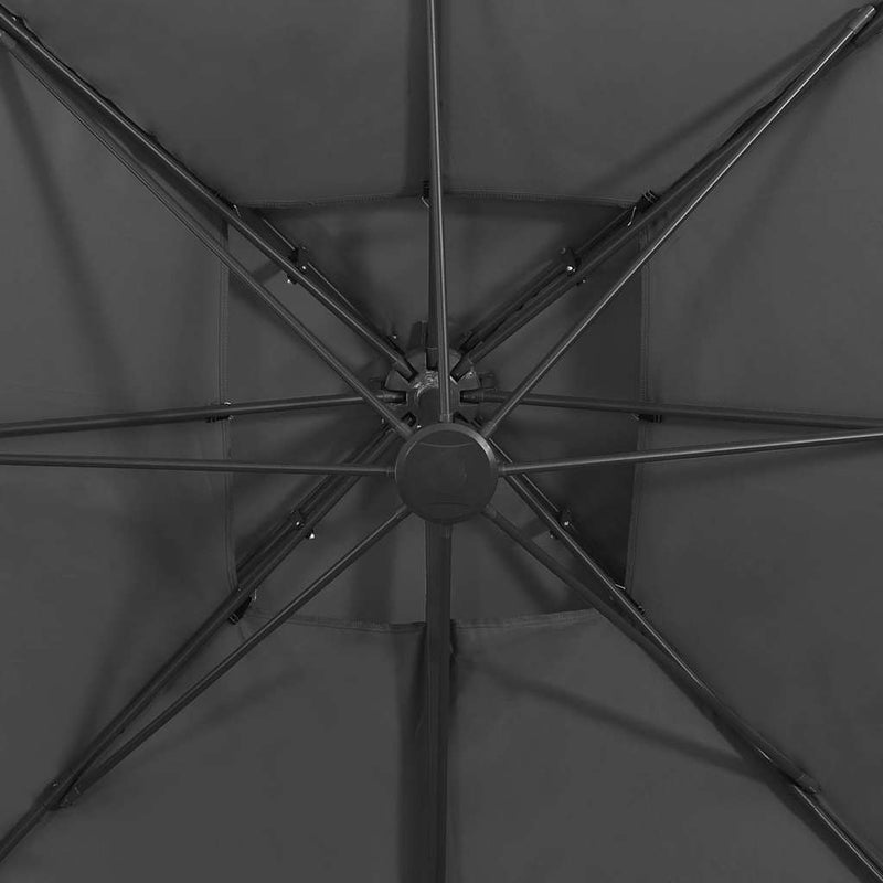 Umbrelă în consolă cu înveliș dublu, antracit, 300x300 cm