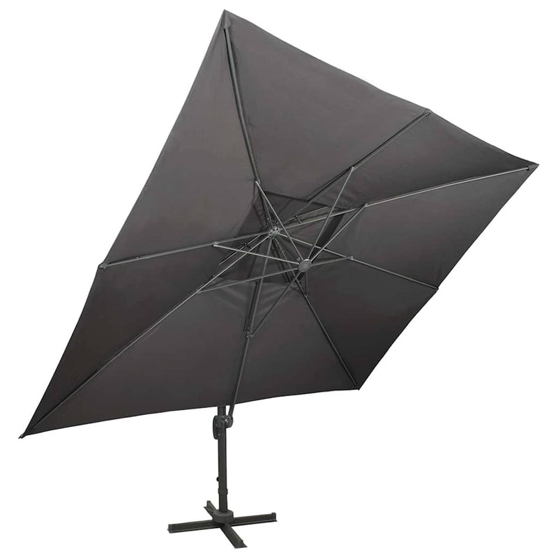 Umbrelă de grădină cu consolă și blat dublu, antracit, 400x300 cm