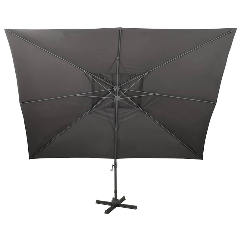 Umbrelă de grădină cu consolă și blat dublu, antracit, 400x300 cm