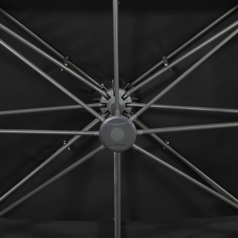 Umbrelă de grădină cantilever cu blat dublu, neagră, 400x300 cm