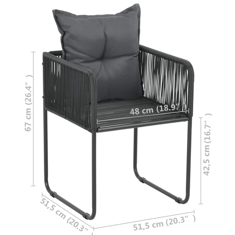 Scaune de exterior cu perne, 4 buc., negru, poliratan