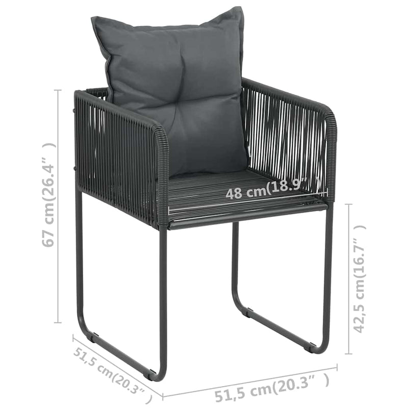 Scaune de exterior cu perne, 6 buc., negru, poliratan