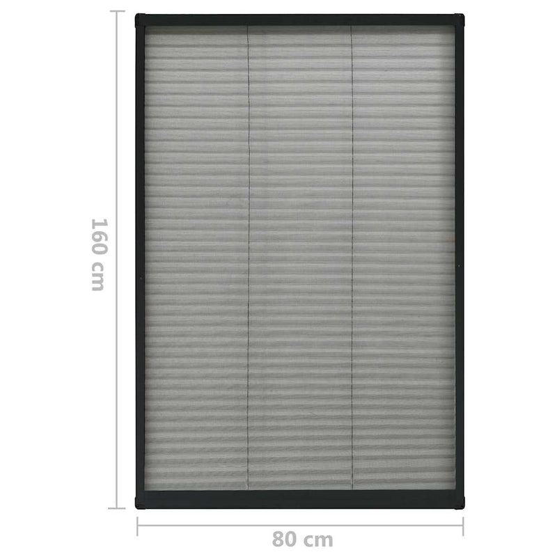 Plasă insecte plisse pentru ferestre antracit 80x160cm aluminiu