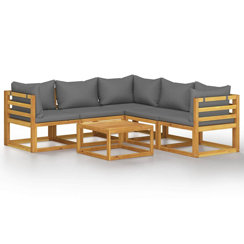 Set mobilier grădină cu perne, 6 piese, lemn masiv acacia