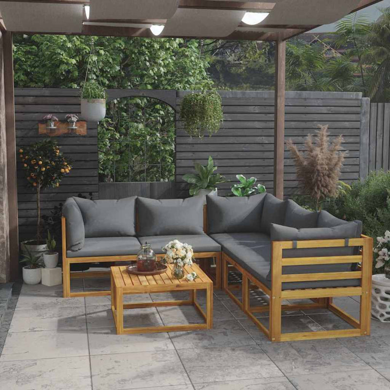 Set mobilier grădină cu perne, 6 piese, lemn masiv acacia
