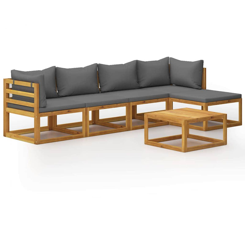 Set mobilier grădină cu perne, 6 piese, lemn masiv acacia