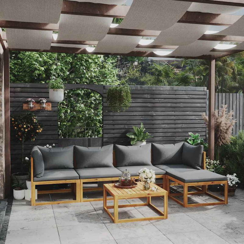 Set mobilier grădină cu perne, 6 piese, lemn masiv acacia
